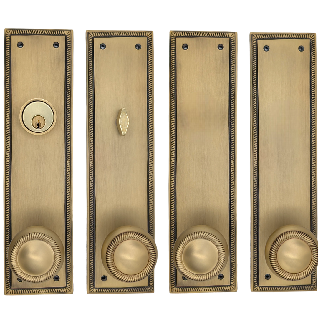 Georgian Roped Rectangular Double Door Deadbolt Entryway Set