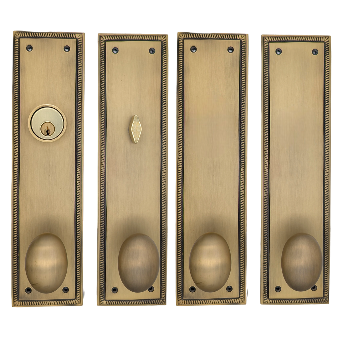 Georgian Roped Rectangular Double Door Deadbolt Entryway Set