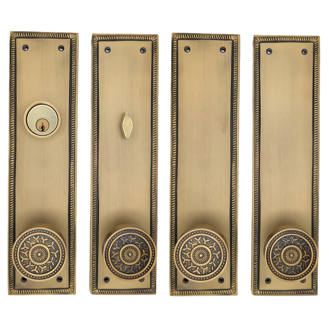 Georgian Roped Rectangular Double Door Deadbolt Entryway Set