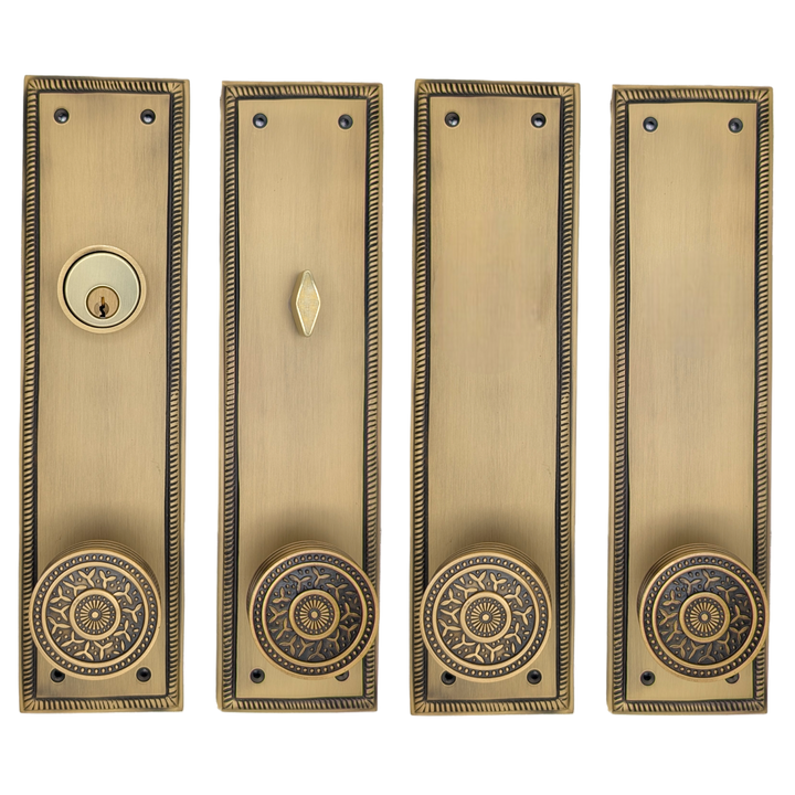 Georgian Roped Rectangular Double Door Deadbolt Entryway Set