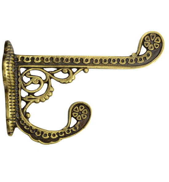 ##Antique Hardware## Solid Cast Brass Victorian Eastlake Style Hook (Several Finishes Available)