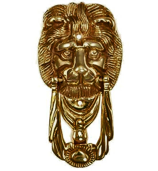 ##Antique Hardware## 6 1/8 Inch Solid Brass Lion Knocker & Ring (Antique Brass Finish)