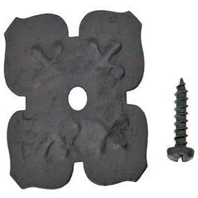 ##Antique Hardware## 1 1/2 Inch by 1 1/2 Inch Old European Style Floral Door Boss in Flat Black