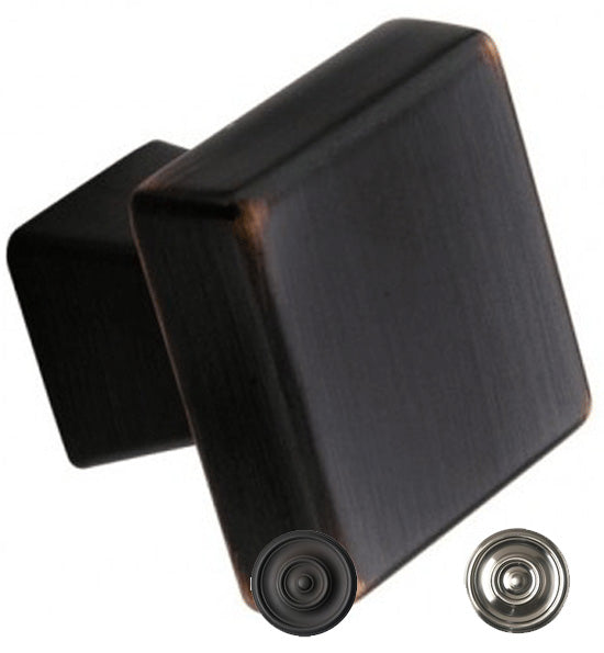 ##Antique Hardware## 1 1/6 Inch Classic Square Black Rock Cabinet Knob