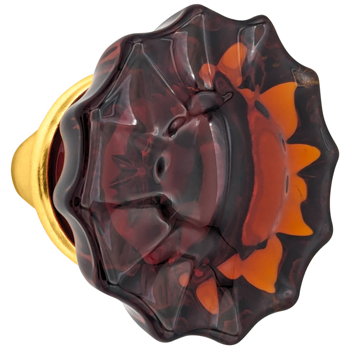 Amber Fluted Crystal Spare Door Knob Set (Several Finishes Available)