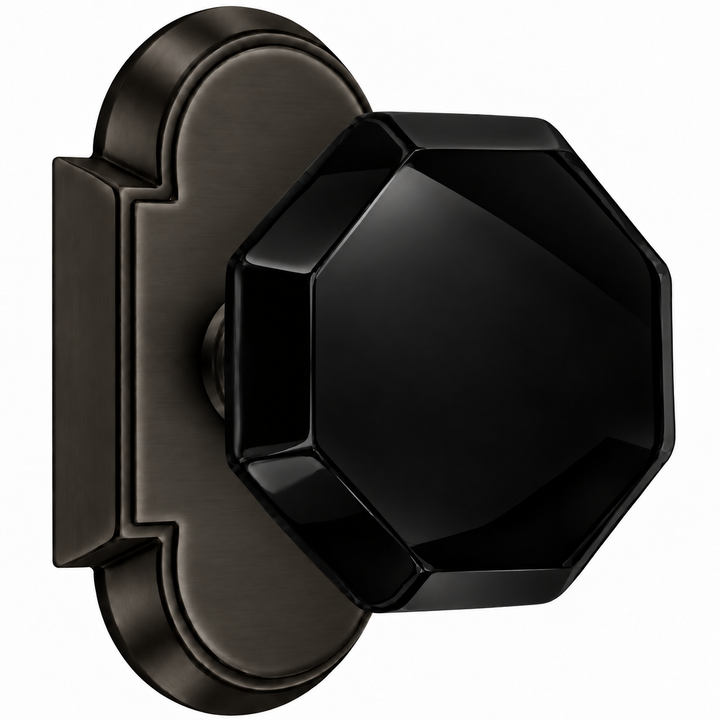 Magnifique® Arched Door Set with Black Glass Octagon Knobs (Several Finishes Available)