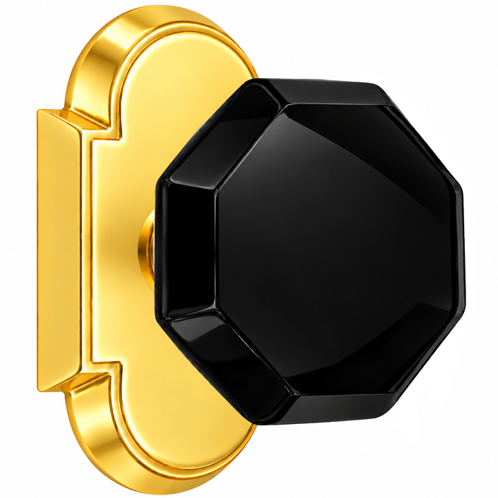 Magnifique® Arched Door Set with Black Glass Octagon Knobs (Several Finishes Available)