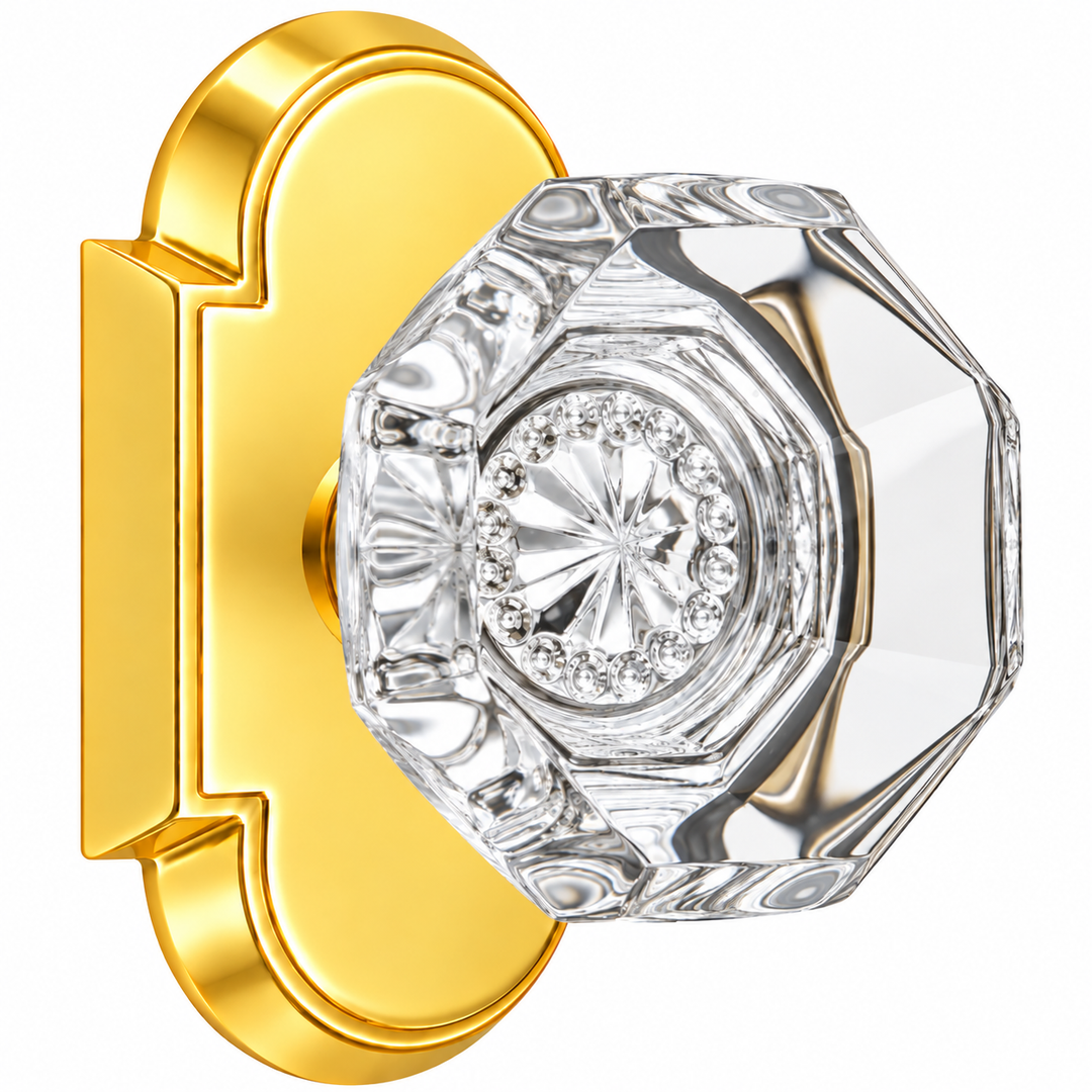 Magnifique® Arched Door Set with Crystal Octagon Knobs (Several Finishes Available)