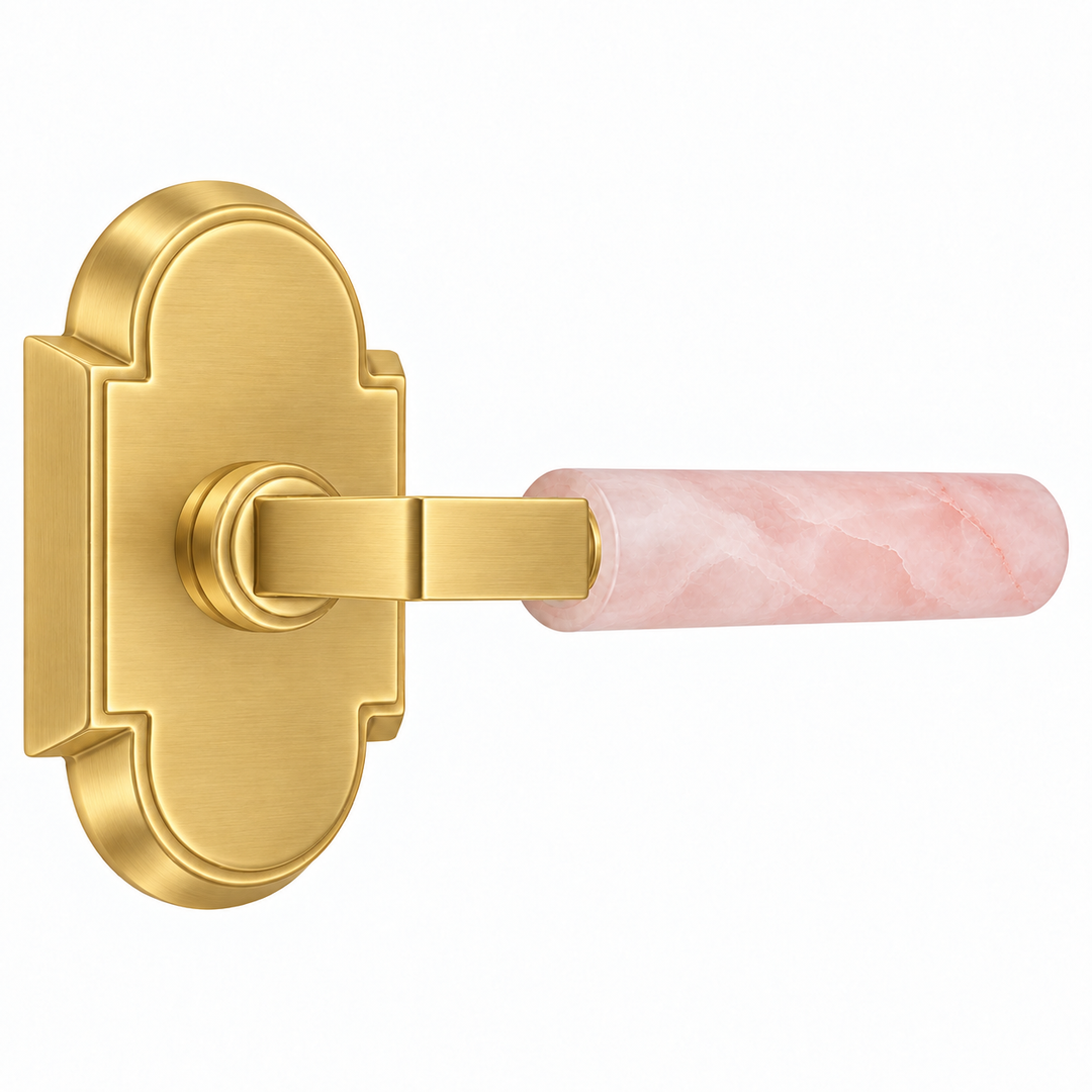 Magnifique® Arched Door Set with Modern Rose Quartz Lever (Several Finishes Available)