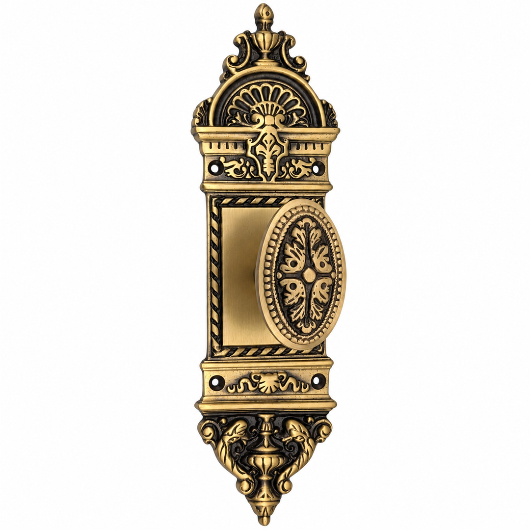 European Door Set With Beaded Style Avalon Oval Knob (Several Finishes Available)