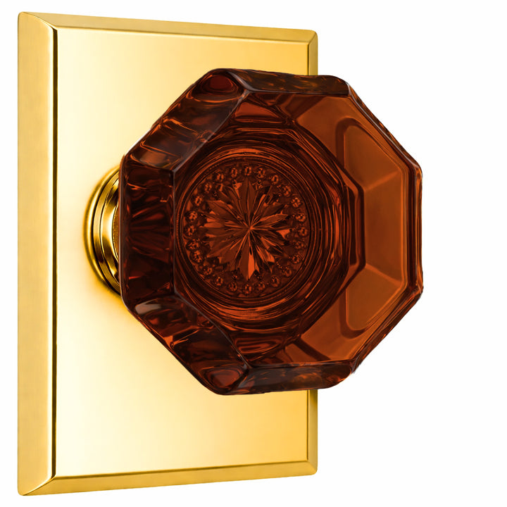 Magnifique® Rectangular Door Set with Amber Glass Knobs (Several Finishes Available)