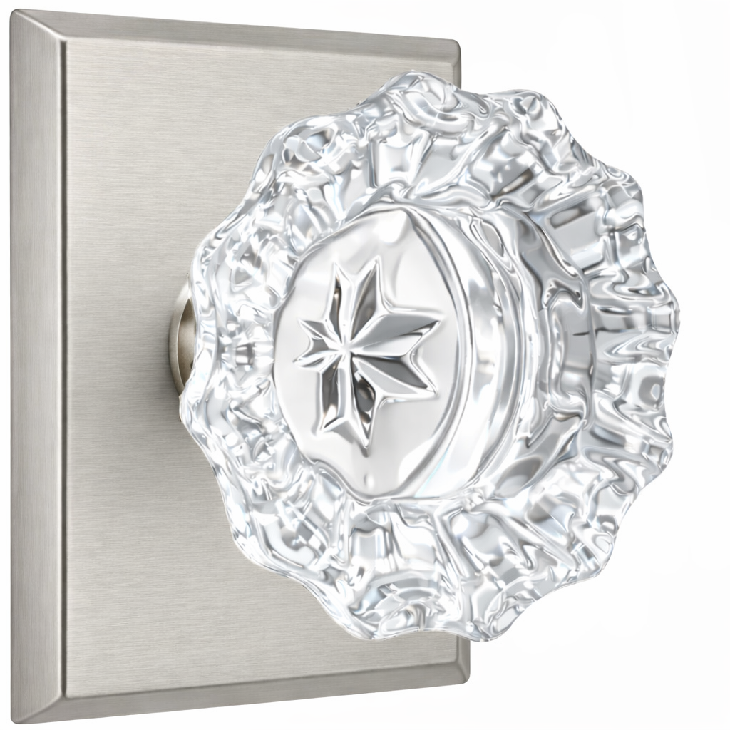 Magnifique® Rectangular Door Set with Crystal Fluted Knobs (Several Finishes Available)
