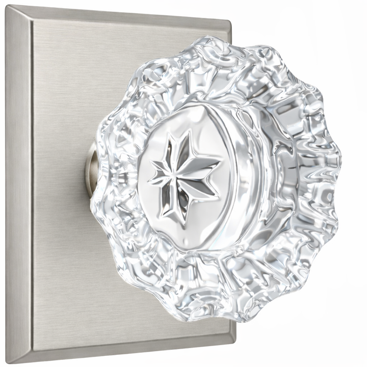 Magnifique® Rectangular Door Set with Crystal Fluted Knobs (Several Finishes Available)