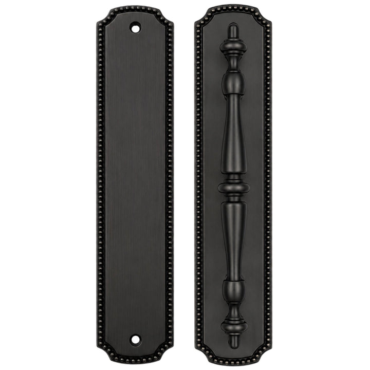 11 1/2 Inch Solid Brass Beaded Push & Pull Plate Set (Several Finishes Available)