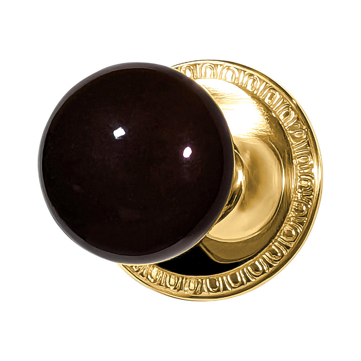 Egg & Dart Rosette Door Set with Black Porcelain Door Knobs (Several Finishes Available)