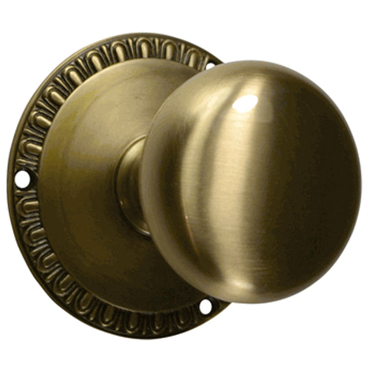 ##Antique Hardware## Egg & Dart Rosette Door Set with Round Brass Door Knobs (Several Finishes Available)