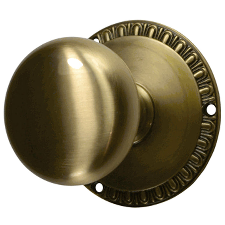 ##Antique Hardware## Egg & Dart Rosette Door Set with Round Brass Door Knobs (Several Finishes Available)