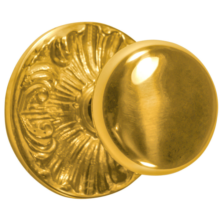 Romanesque Rosette Door Set with Round Brass Door Knobs (Several Finishes Available)
