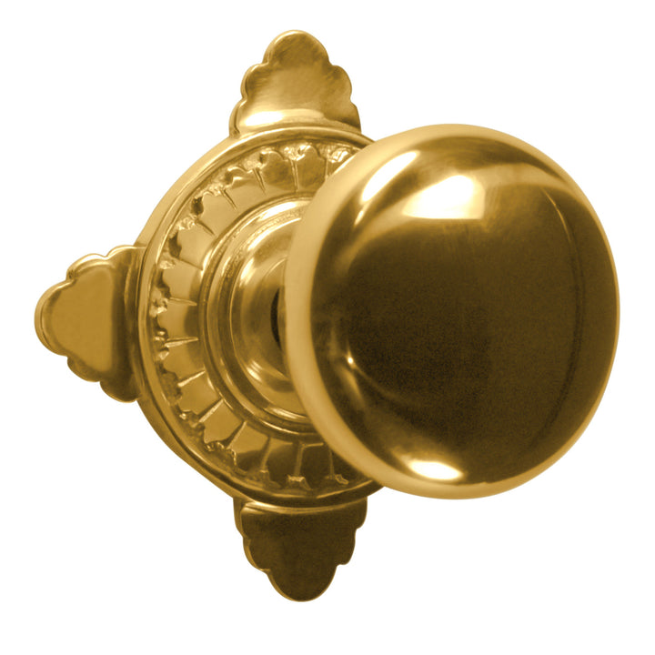 Art Deco Rosette Door Set with Round Brass Door Knobs (Several Finishes Available)