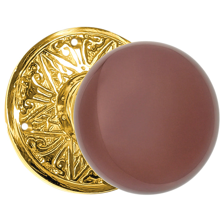 Lancaster Door Set With Brown Porcelain Knob (Several Finishes Available)