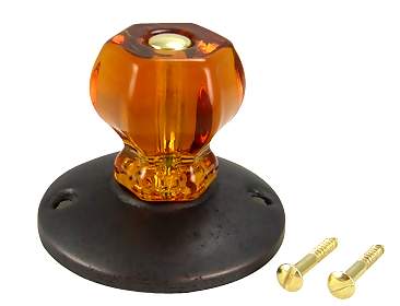 ##Antique Hardware## Art Deco Style Amber Glass Robe Hook