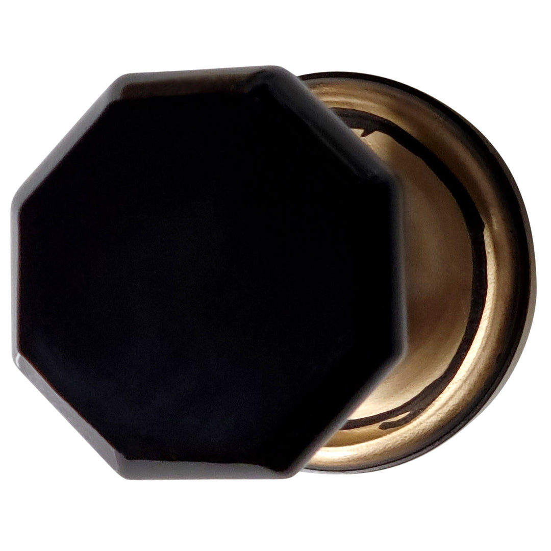 ##Antique Hardware## Traditional Rosette Door Set with Black Octagon Crystal Door Knobs (Several Finishes Available)