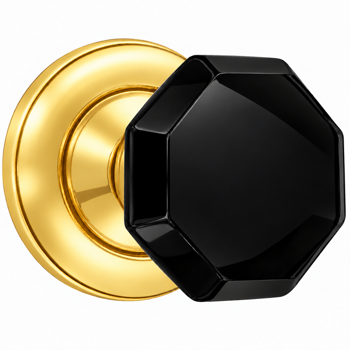 Magnifique® Classic Door Set with Black Glass Octagon Knobs (Several Finishes Available)