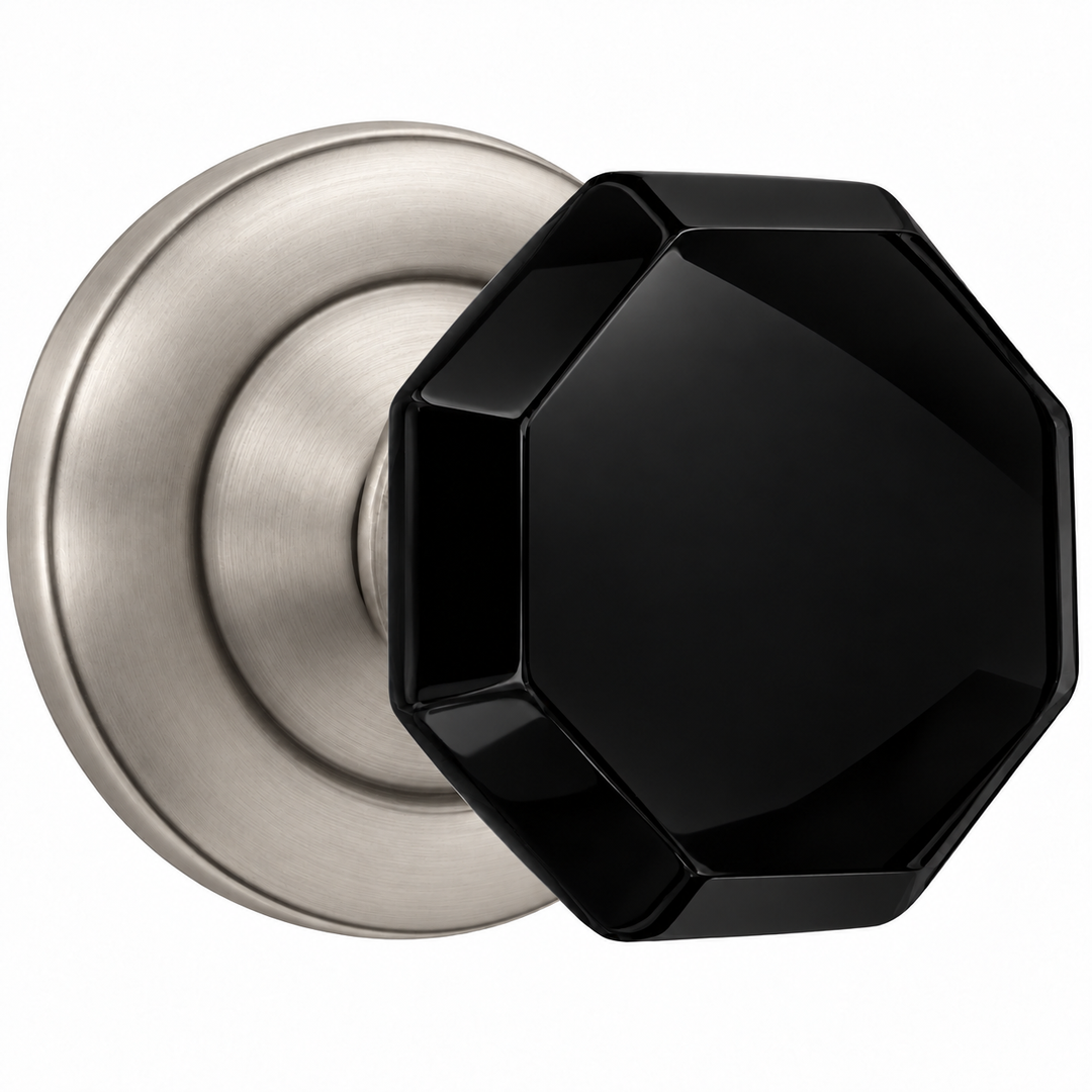 Magnifique® Classic Door Set with Black Glass Octagon Knobs (Several Finishes Available)
