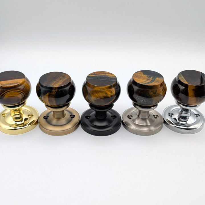 Magnifique™ Classic Door Set with Blue Tiger Eye Knobs (Several Finishes Available)