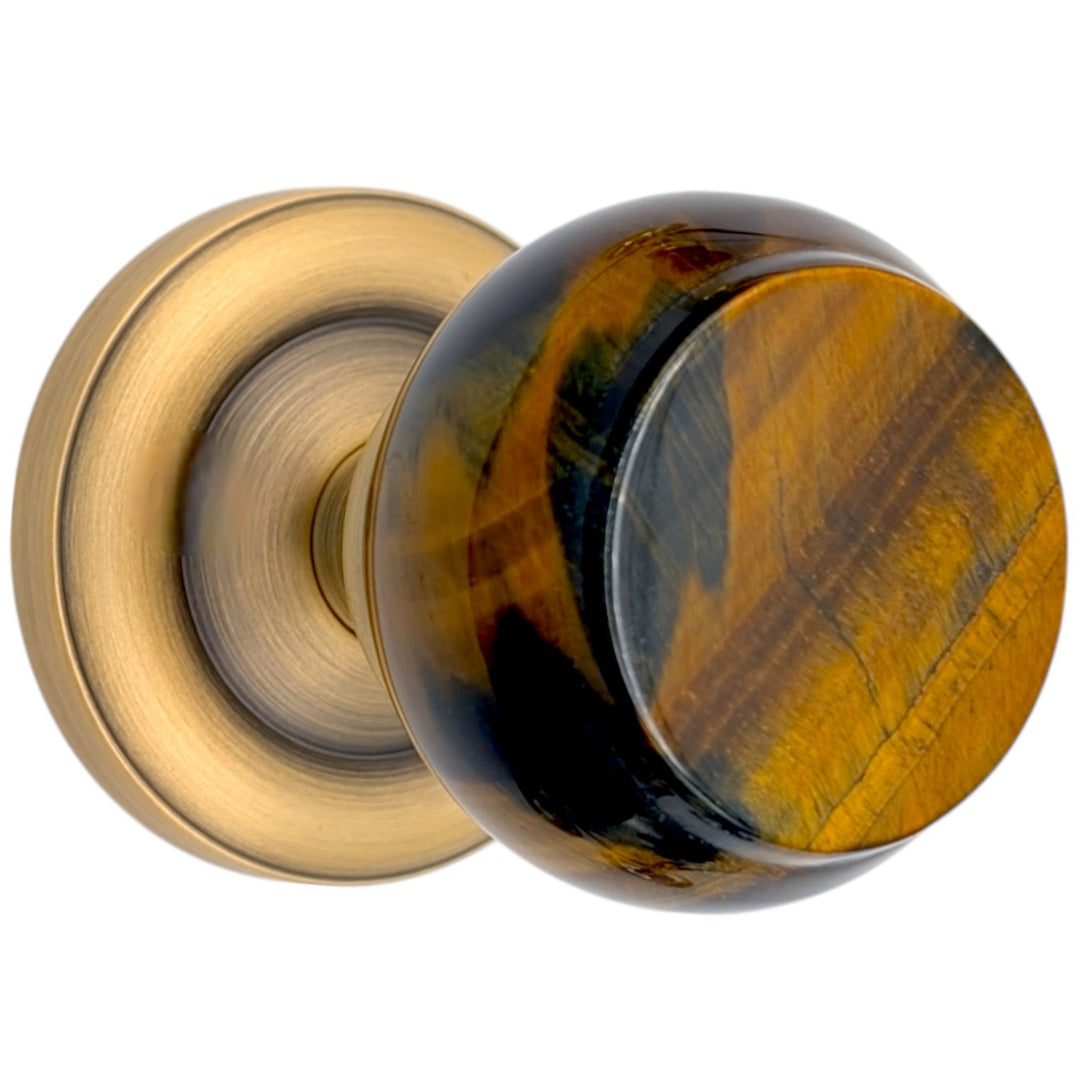 Magnifique™ Classic Door Set with Blue Tiger Eye Knobs (Several Finishes Available)
