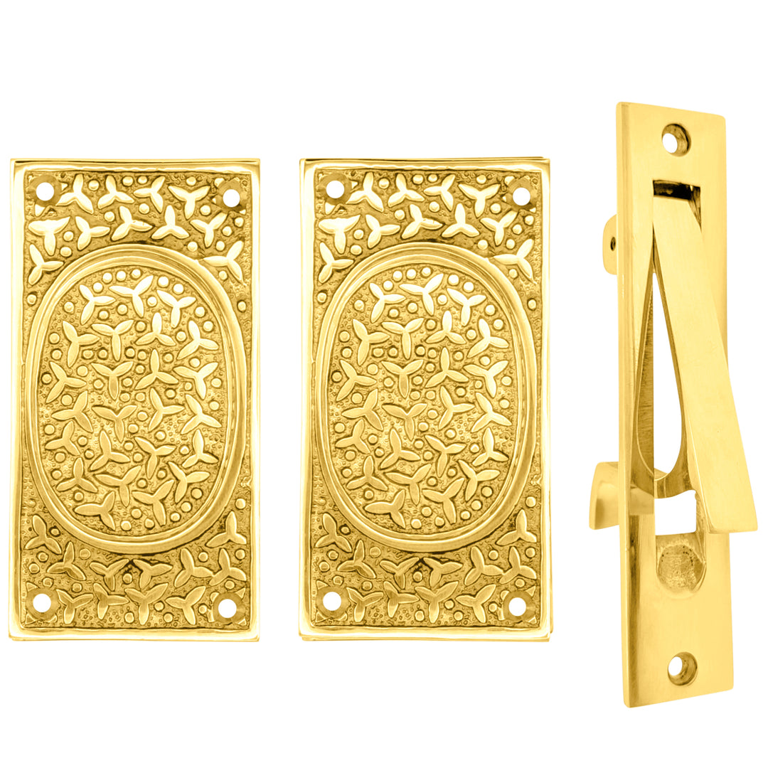 Rice Pattern Pocket Door Set (Several Finishes Available)