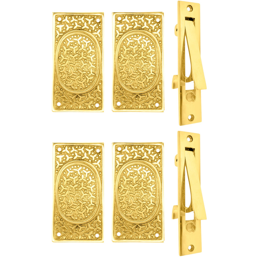 Rice Pattern Pocket Door Set (Several Finishes Available)