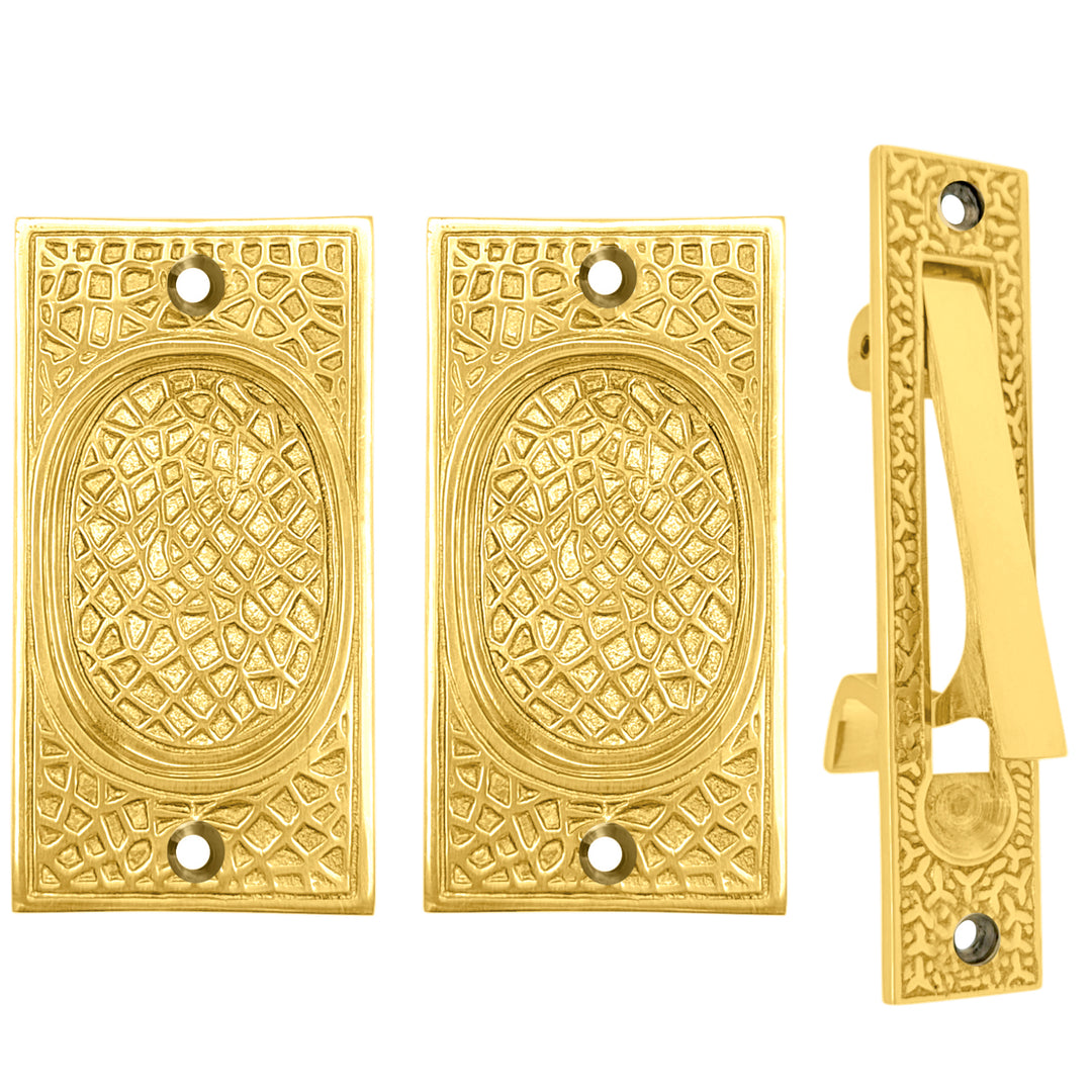 Arts & Crafts Pattern Pocket Door Set (Several Finishes Available)