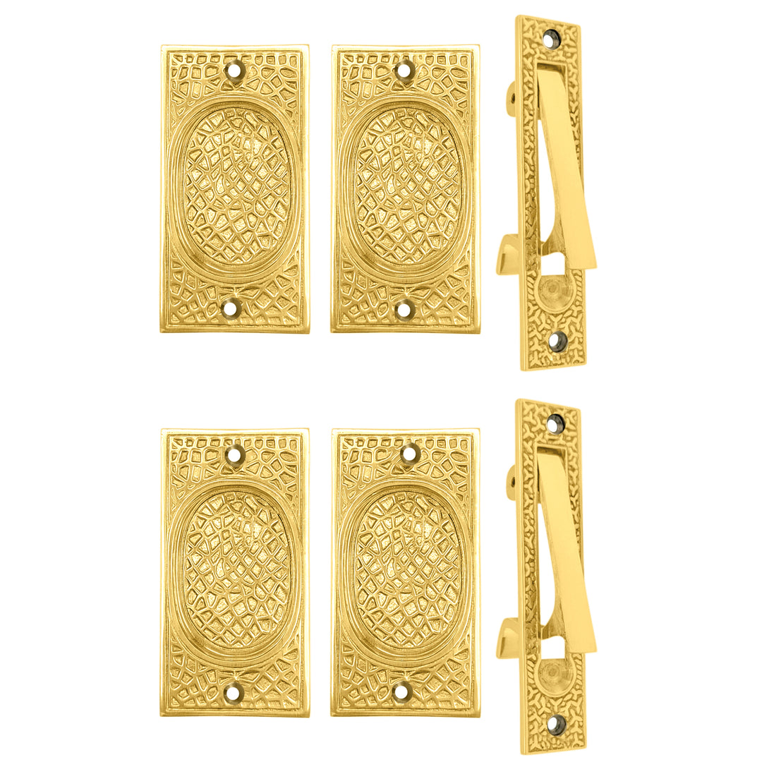 Arts & Crafts Pattern Pocket Door Set (Several Finishes Available)
