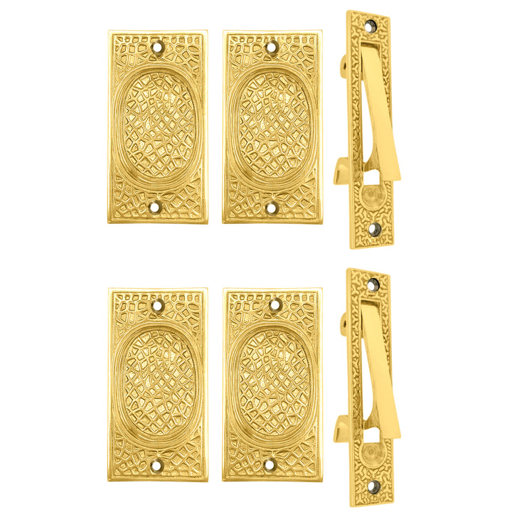 Arts & Crafts Pattern Pocket Door Set (Several Finishes Available)