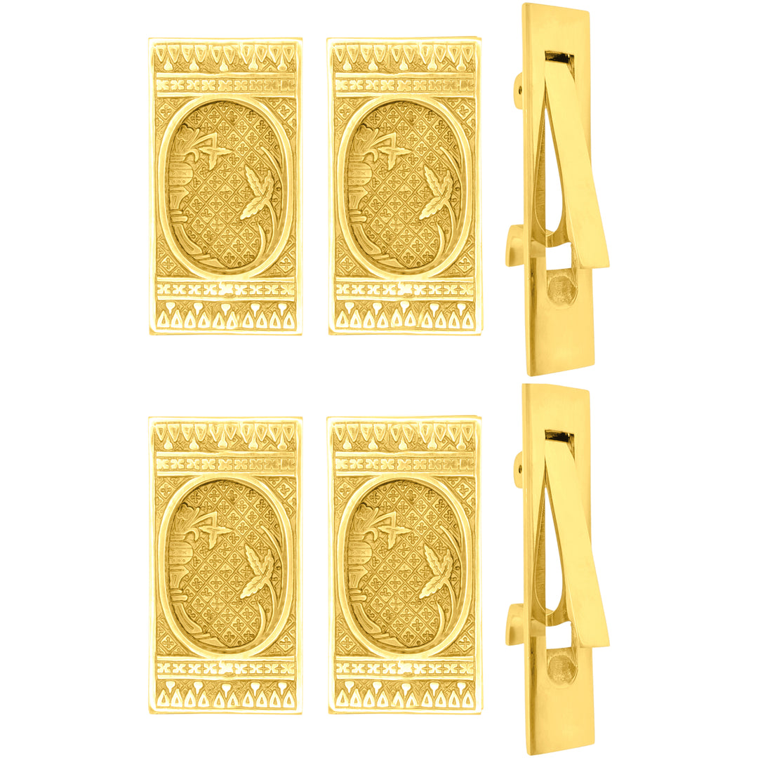 Broken Leaf Pattern Pocket Door Set (Several Finishes Available)