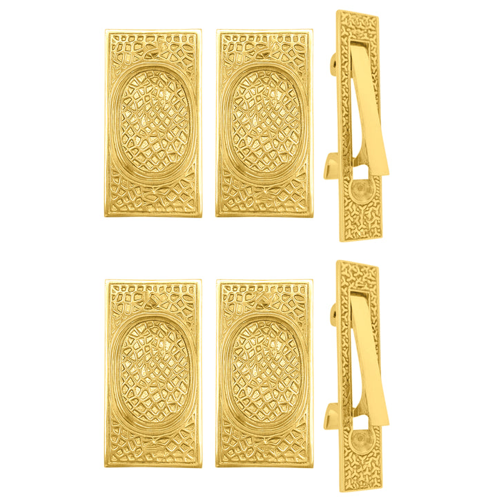 Arts & Crafts Pattern Pocket Door Set (Several Finishes Available)