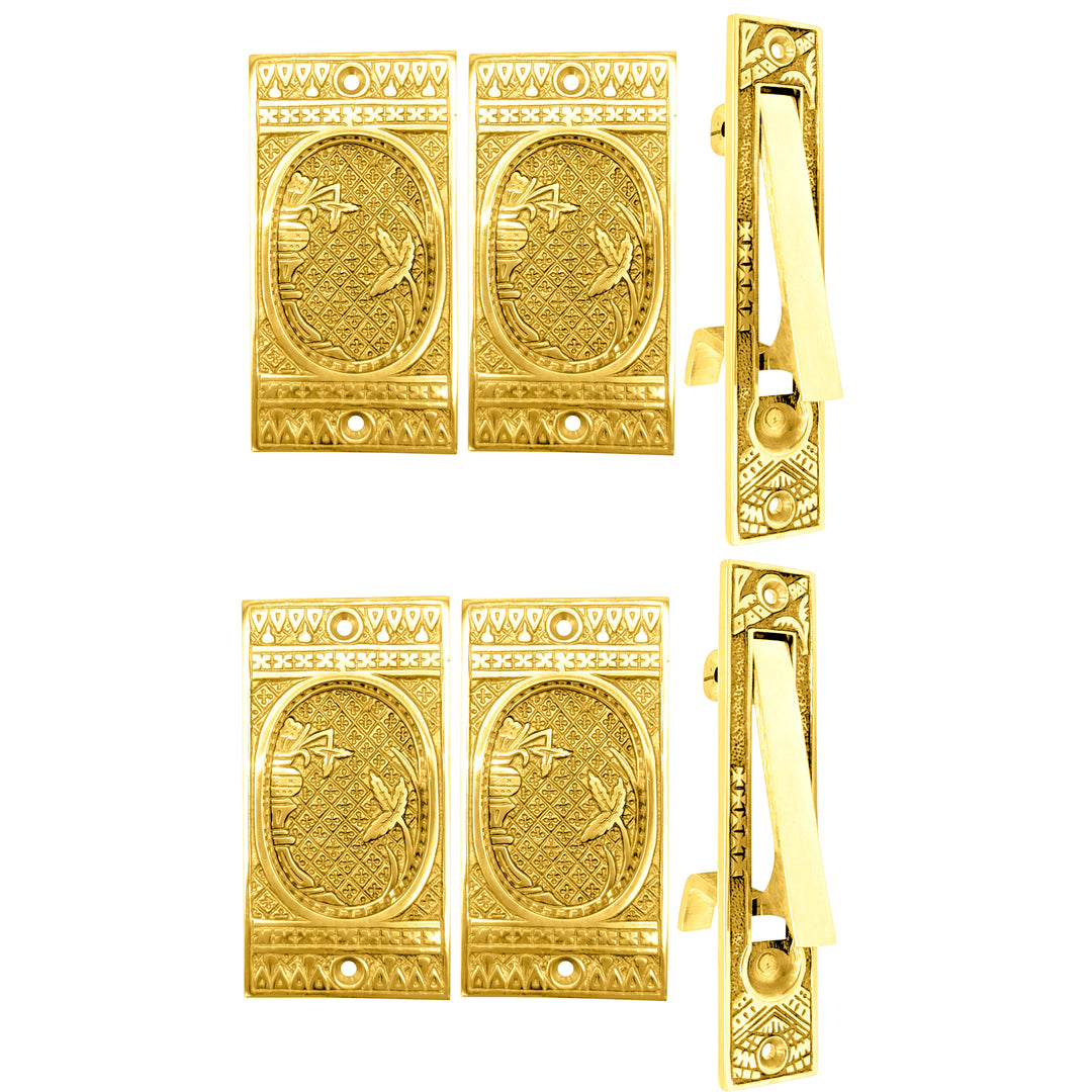 Broken Leaf Pattern Pocket Door Set (Several Finishes Available)