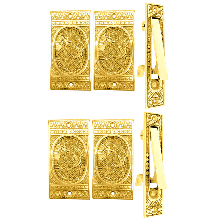 Broken Leaf Pattern Pocket Door Set (Several Finishes Available)