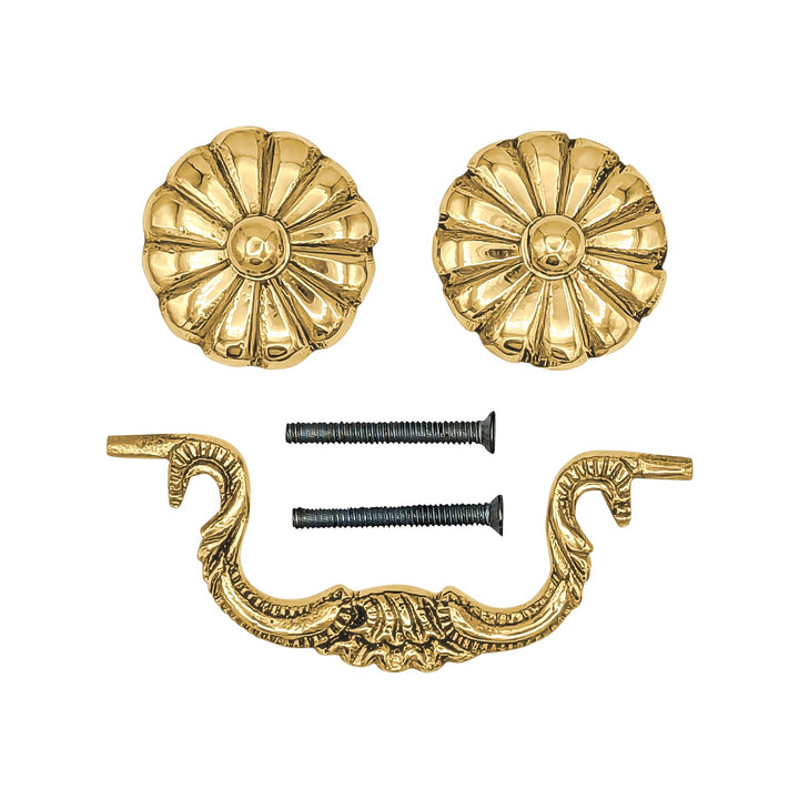 4 1/2 Inch Beaded Victorian Bail Pull with Petal Mount (Several Finishes Available)