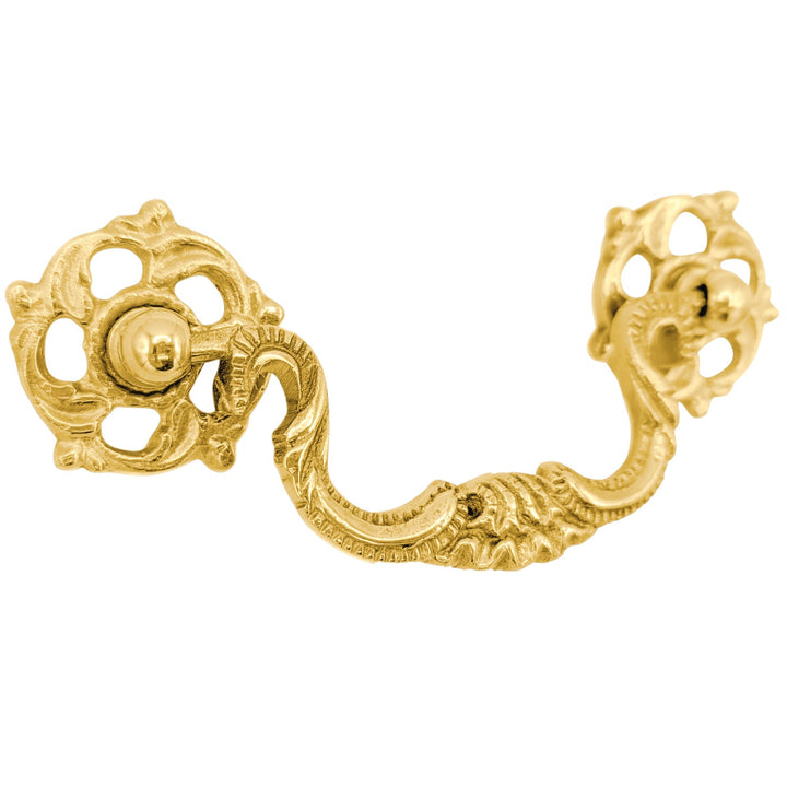 4 1/2 Inch Beaded Victorian Bail Pull with Leaf Mount (Several Finishes Available)