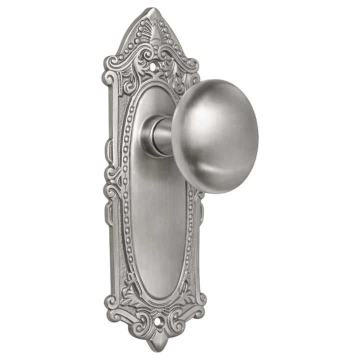 Ornate Victorian Long Backplate Door Set with Egg Door Knobs (Several Finishes Available)
