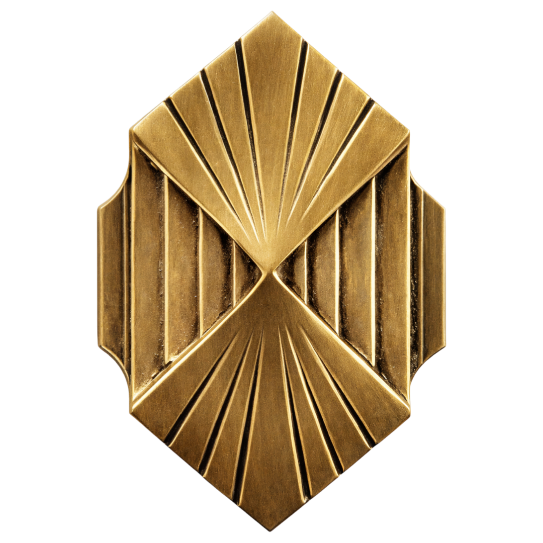 Ornate Victorian Long Backplate Door Set with Art Deco Fanfare Door Knobs (Several Finishes Available)