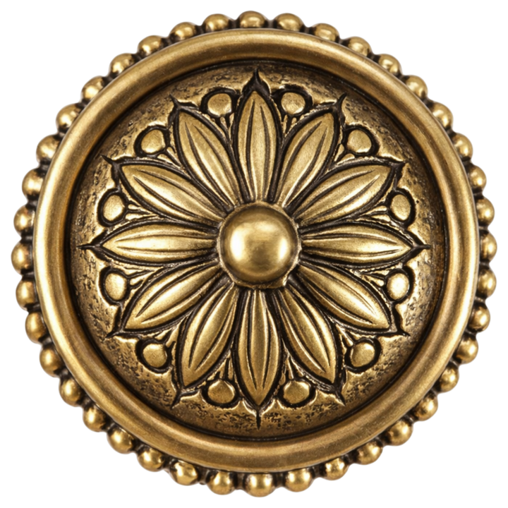 Ornate Victorian Long Backplate Door Set with Floral Imprint Door Knobs (Several Finishes Available)