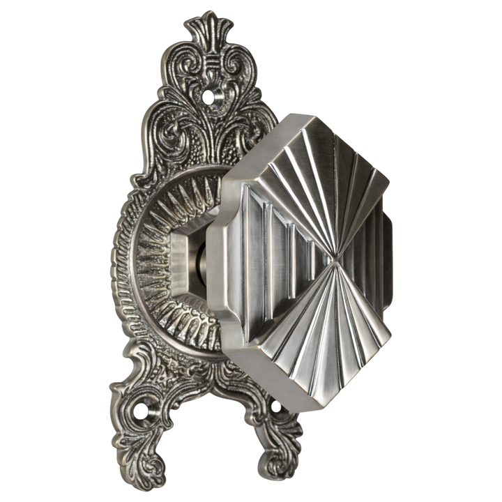 Ornate Victorian Rosette Door Set with Art Deco Fanfare Door Knob (Several Finishes Available)