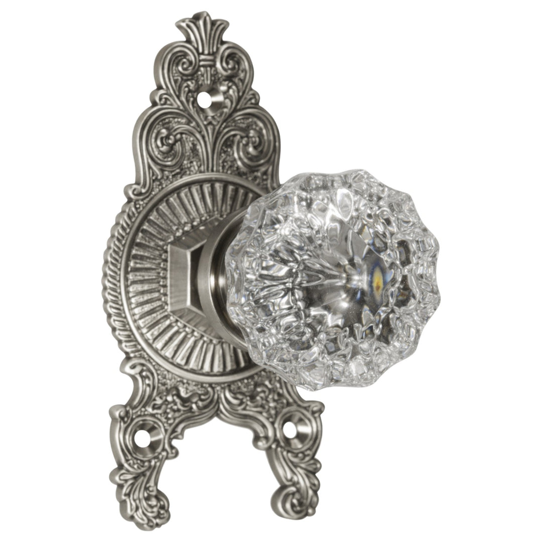 Ornate Victorian Rosette Door Set with Crystal Fluted Door Knobs (Several Finishes Available)