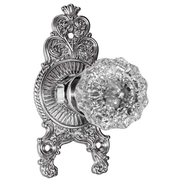 Ornate Victorian Rosette Door Set with Crystal Fluted Door Knobs (Several Finishes Available)