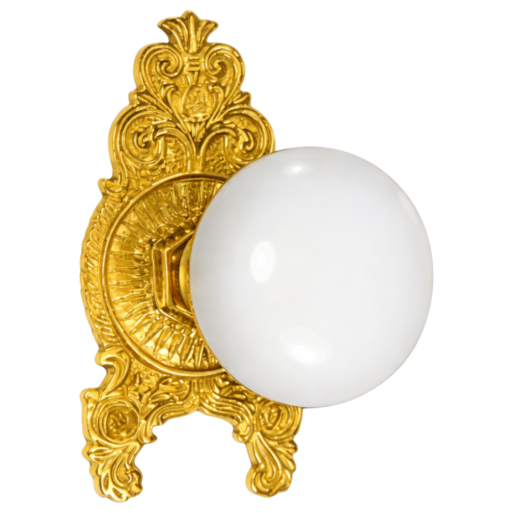 Ornate Victorian Rosette Door Set with White Porcelain Door Knobs (Several Finishes Available)