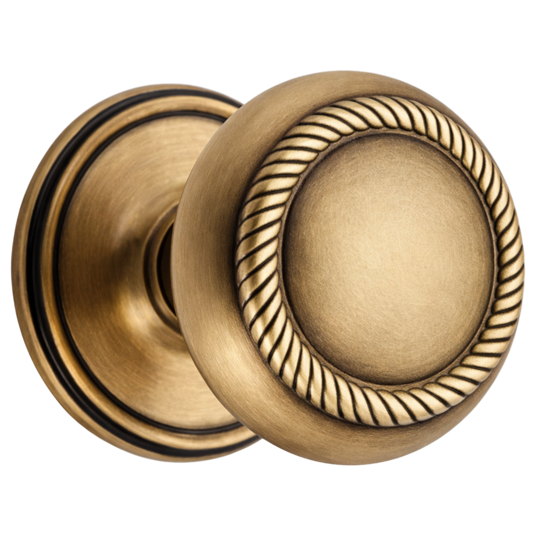 Traditional Rosette Door Set with Georgian Roped Door Knobs (Several Finishes Available)