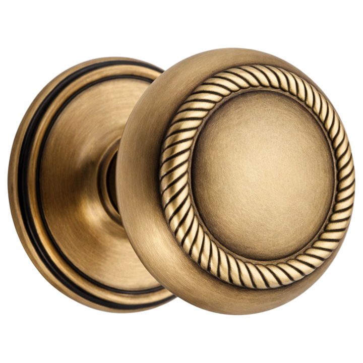 Traditional Rosette Door Set with Georgian Roped Door Knobs (Several Finishes Available)